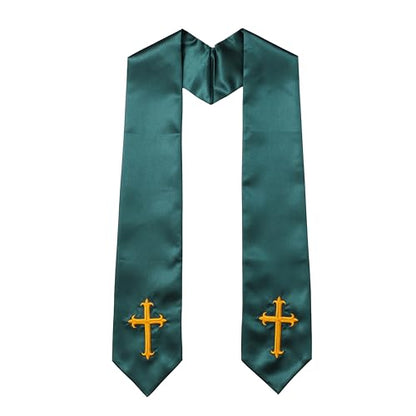 Clergy Stole & Choir Stole with Embroidered 60/72" - color: Forest Green, size: 60 inch