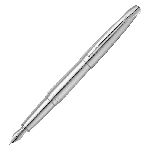 Cross ATX Pure Chrome Fountain Pen, Fine Nib, Black Ink - color: Pure Chrome, style: Fine Nib
