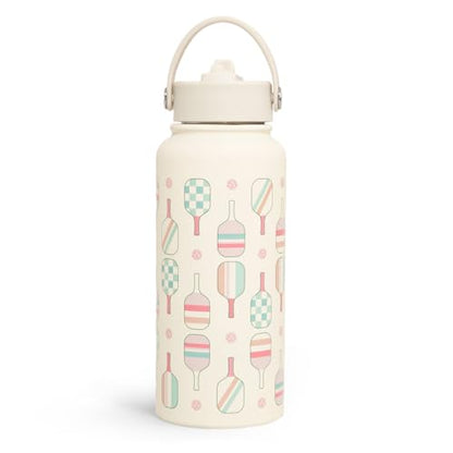 SANDJEST Pickleball Water Bottle 32oz Stainless Steel Insulated Vaccum with Lid, Pickleball Gifts for Pickleball Players, Pickleball Lovers, Women Girls Ladies - color: Pickleball
