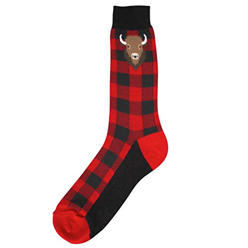 Foot Traffic Men's Outdoor-Themed Socks for Nature Lovers, Sizes 7–12 - color: Buffalo Plaid