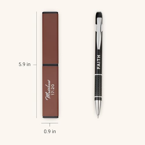 Christian Art Gifts Faith Ballpoint Pen for Men, Black & Brown - color: Black & Brown/Faith, size: 1 Count (Pack of 1)