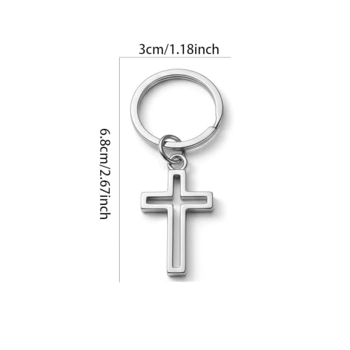 6 Cross Keychain Silver Hollow Out, Cool Keepsakes for Men Women