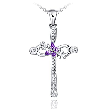 Distance Cross Necklace for Women 925 Sterling Silver Jewelry Pendant Necklace for Mom Wife Gift for Mother's Day or Birthday - style: Infinity Cross Necklace