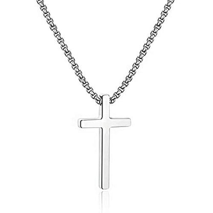 M MOOHAM Cross Necklace for Men Teen Boys 16-30 Inch - color: "Silver: Cross Pendant 1.2"*0.7"