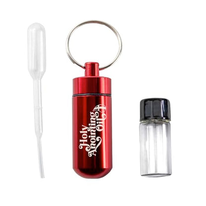 Logos Trading Post Anointing Oil Bottle with Red Keychain Container - color: Red