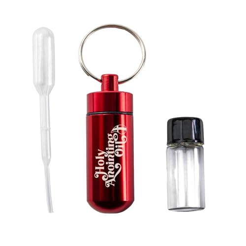 Logos Trading Post Anointing Oil Bottle with Red Keychain Container - color: Red