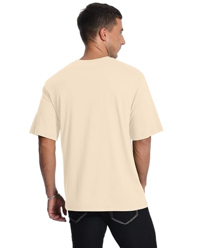Aiyino Men's Triangle Geometric Tee – Gradient Art 100% Cotton Casual Top - color: Apricot, size: Small