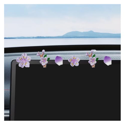 5PCS Peach Blossoms Car Dashboard Decoration (Purple) - color: Purple