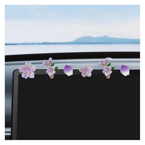 5PCS Peach Blossoms Car Dashboard Decoration (Purple) - color: Purple