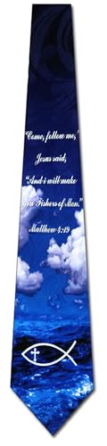 Steven Harris Bible Verse Ties Mens Jesus Fish Necktie Religious Tie for Men Christian Symbol Necktie