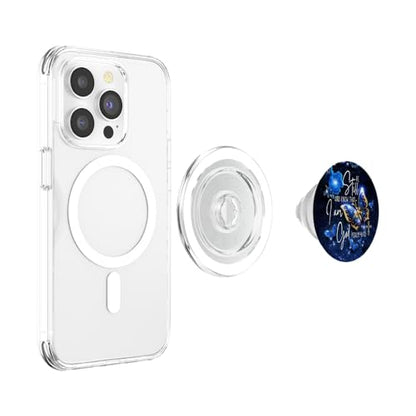 Religious Be Still & Know That I Am God Blue Butterfly Art PopSockets PopGrip for MagSafe - style: Magnetic PopGrip