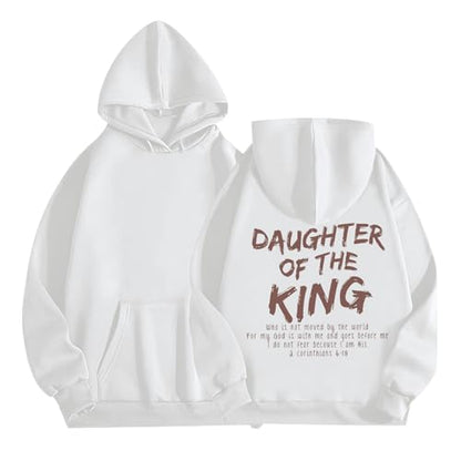 Daughter Of The King Hoodie For Women Christian Religious Hoodies Jesus Bible Verse Inspirational Hooded Sweatshirts - color: White, size: Medium