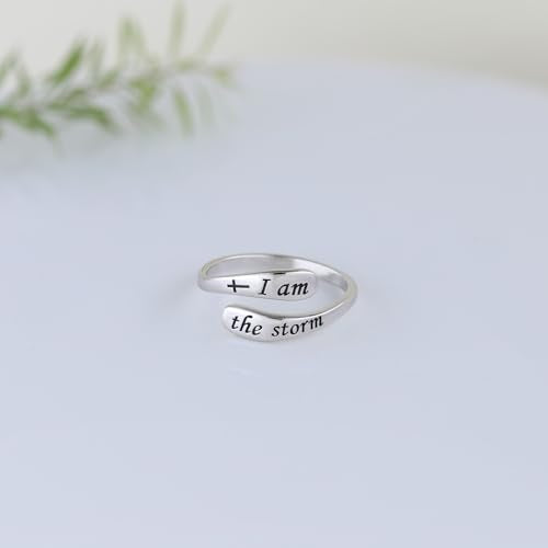 925 Sterling Silver Inspirational Adjustable Rings - Personality Encouragement Jewelry Gift For Women - style: I am the Storm