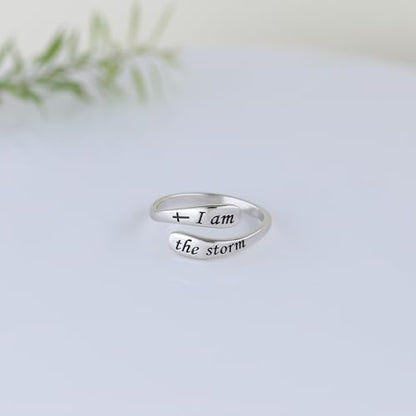 925 Sterling Silver Inspirational Adjustable Rings - Personality Encouragement Jewelry Gift For Women - style: I am the Storm