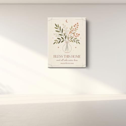 BEASTZHENG Bless This Home Floral Canvas Wall Art Farmhouse Room Accent - color: Bless this home