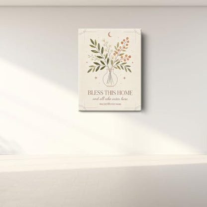 BEASTZHENG Bless This Home Floral Canvas Wall Art Farmhouse Room Accent - color: Bless this home