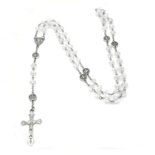 Rosary Beads for Women, Catholic Rosary Necklace, Exquisite Gifts Perfect for Prayer, Weddings, Baptisms - color: Clear