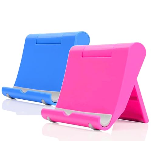 Cell Phone Stand 2 Pack, Desktop Holder for Phones & Tablets (2, Blue+Pink) - color: Blue+Pink