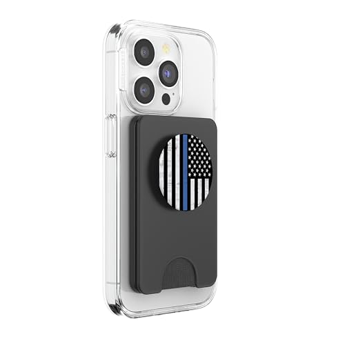 Thin Blue Line US Flag Police Officer Law Enforcement Gift PopSockets PopWallet for MagSafe - style: Magnetic PopWallet