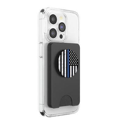 Thin Blue Line US Flag Police Officer Law Enforcement Gift PopSockets PopWallet for MagSafe - style: Magnetic PopWallet