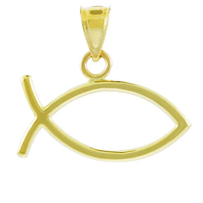 10k Yellow Gold Jesus Christ Charm Cutout Ichthus Fish Pendant