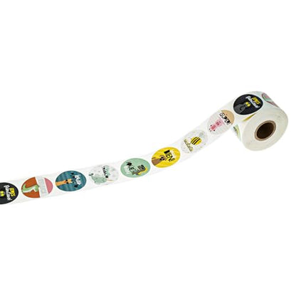 Encouraging Animal Spanish Stickers / 500 Bilingual Rolled Labels / 8 Alternating Espanol Phrase Stickers / 1.5" Round Teacher Student Reward Labels/Made in The USA - color: Spanish Encouraging Animals