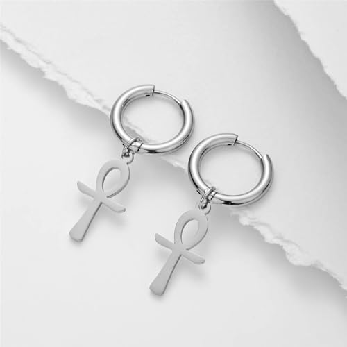 14K Yellow Gold Ankh Earrings For Women Men, The Key Of The Nile Ankh Pendant Symbol Sterling Silver Egyptian Jewelry For Men, Ankh Cross Drop Earrings Women Dangle Earrings Amulet Crucifix Egyptian Earrings For Women, Ankh Necklace Women - color: Ankh Ea