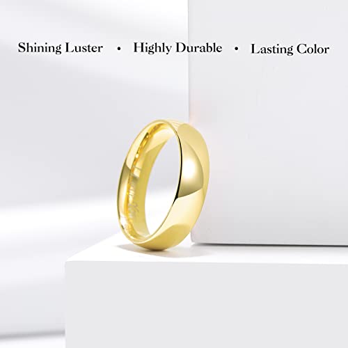 King Will 316L Wedding Band for Men Women, 4-8mm I LOVE YOU Dome Size 4-15 - color: B-Gold-Plated-6mm