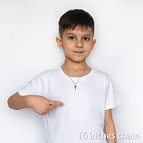 REVEMCN Christian Black Gold Silver Cross Necklace for Boys & Men, 16-22" - color: Black - 0.8'' × 0.5'' cross pendant, size: 22 inches