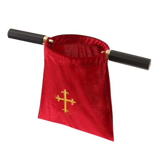 Church Tithe Offering Bags with Wooden Handles,Offering Baskets for Church with Handles for Churches Communion Supplies,Collection Basket for Church Offerings Accessories