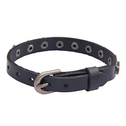 GelConnie Punk Leather Cuff Bracelet Adjustable Straps Wrap Bracelets Arm Armor Cuff Gothic Leather Wristbands for Men, Women - color: Black Leather Bracelet