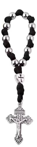Intercession Paracord Decade Rosary - color: Black/Silver