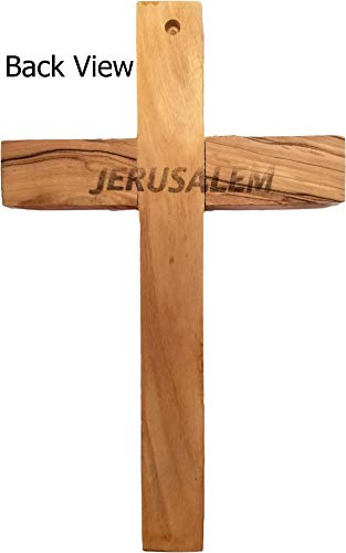 Holy Land, Jerusalem, Olive Wood Wall Cross - Large, 7.75" - size: 7.8"L x 4.9"W