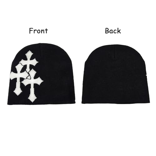 LUBINGSHINE Y2K Knitting Hat, Spider Web Pattern Beanies for Men & Women, Warm Knitted Hat Streetwear Outdoor Winter - color: Cross Graphics