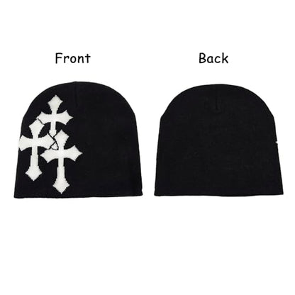 LUBINGSHINE Y2K Knitting Hat, Spider Web Pattern Beanies for Men & Women, Warm Knitted Hat Streetwear Outdoor Winter - color: Cross Graphics