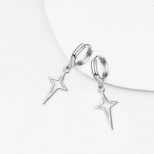 Minimalist Cross Hollow Star Dangle Drop Small Hoop Earrings Constellation Tiny Star Cartilage Huggie Earring Jewelry