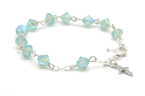 Catholic Communion Rosary Bracelet Created with Swarovski® Crystals, Glass - color: Pacific Opal - October
