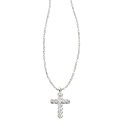 Kendra Scott Cross Crystal Pendant Necklace, Fashion Jewelry for Women - color: RHODIUM - WHITE CRYSTAL