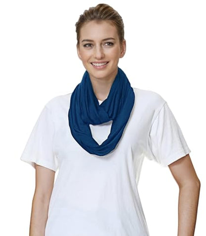 Lina & Lily Premium Modal Jersey Knit Women's Infinity Scarf Loop Lightweight - color: Indigo Blue