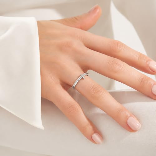 Cross Ring Women 14K Gold Plated Statement Stackable Engagement Christian - color: C - silver