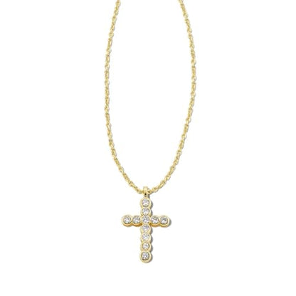 Kendra Scott Cross Crystal Pendant Necklace, Fashion Jewelry for Women - color: GOLD - WHITE CRYSTAL