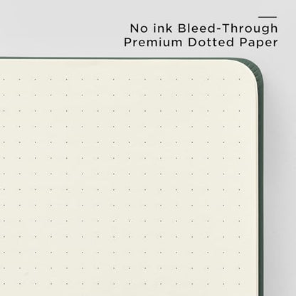 &And Per Se Dotted Journal Notebook, A5 Hardcover Aesthetic Dotted Notebook – 160 Pages 100gsm Thick Dot Grid Paper, 3 Sticker Sheets – Gift-Ready Journaling Kit for Women (Dark Green) - color: o.Dark Green with Pattern, style: Dotted with Pattern