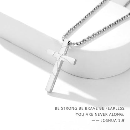 Basketball Cross Necklace for Boys Men - color: Silver, style: 1：9 Be strong Be brave Be fearless