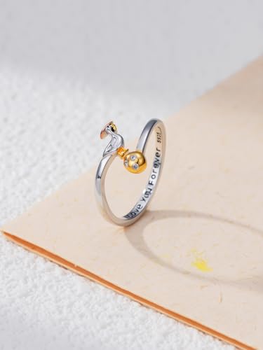 Dorunmo Adjustable Open Rings 925 Sterling Silver Cute Animal Rings for Women Vintage Jewelry Gifts - style: Goose