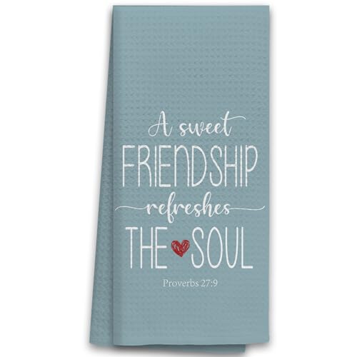 TNUW A Sweet Friendship Refreshes The Soul Kitchen Towels 16X24In, Gift for Friend Woman Dish Towels, Christian Gifts for Women Men, Friendship Gifts Hand Tea Towels for Kitchen Bathroom Decor(Blue) - color: Blue Friend