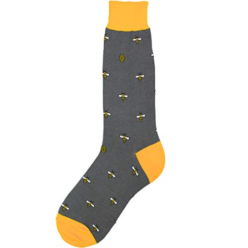 Foot Traffic Men's Outdoor-Themed Socks for Nature Lovers, Sizes 7–12 - color: Bees