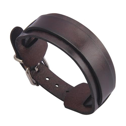GelConnie Leather Cuff Bracelet Punk Braided Bracelets Rock Leather Wristbands Faux Mens Leather Bracelet Gothic Viking Bangle Adjustable Wrap Bracelet for Women,Men - color: Brown Leather Cuffs