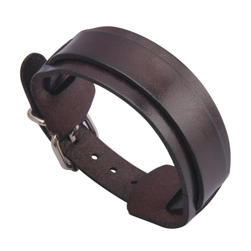 GelConnie Leather Cuff Bracelet Punk Braided Bracelets Rock Leather Wristbands Faux Mens Leather Bracelet Gothic Viking Bangle Adjustable Wrap Bracelet for Women,Men - color: Brown Leather Cuffs