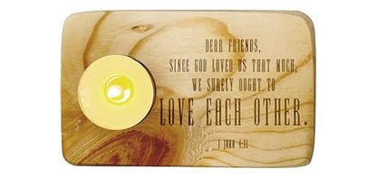 Christ Gift Spiritual Bible Verse Wood Tea Light Candle Holder with Bible Verse Christian Gift Home Decor (1 John 4:11) - color: 1 John 4:11