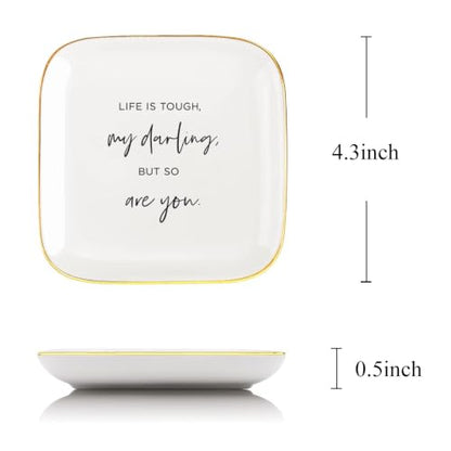 Life Is Tough But So Are You Sign Trinket Dish,Cheer Up Gifts for Women - style: Life is Tough My Darling